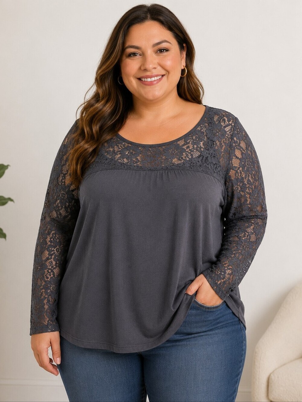 Torrid gray lace tunic whimsigosh Victorian fairy sheer peasant 4x
